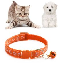 Cat Collar Pet Cat Necklace And Paw Print Adjustable Buckle Small Dog Bell Positioning Pet Collar